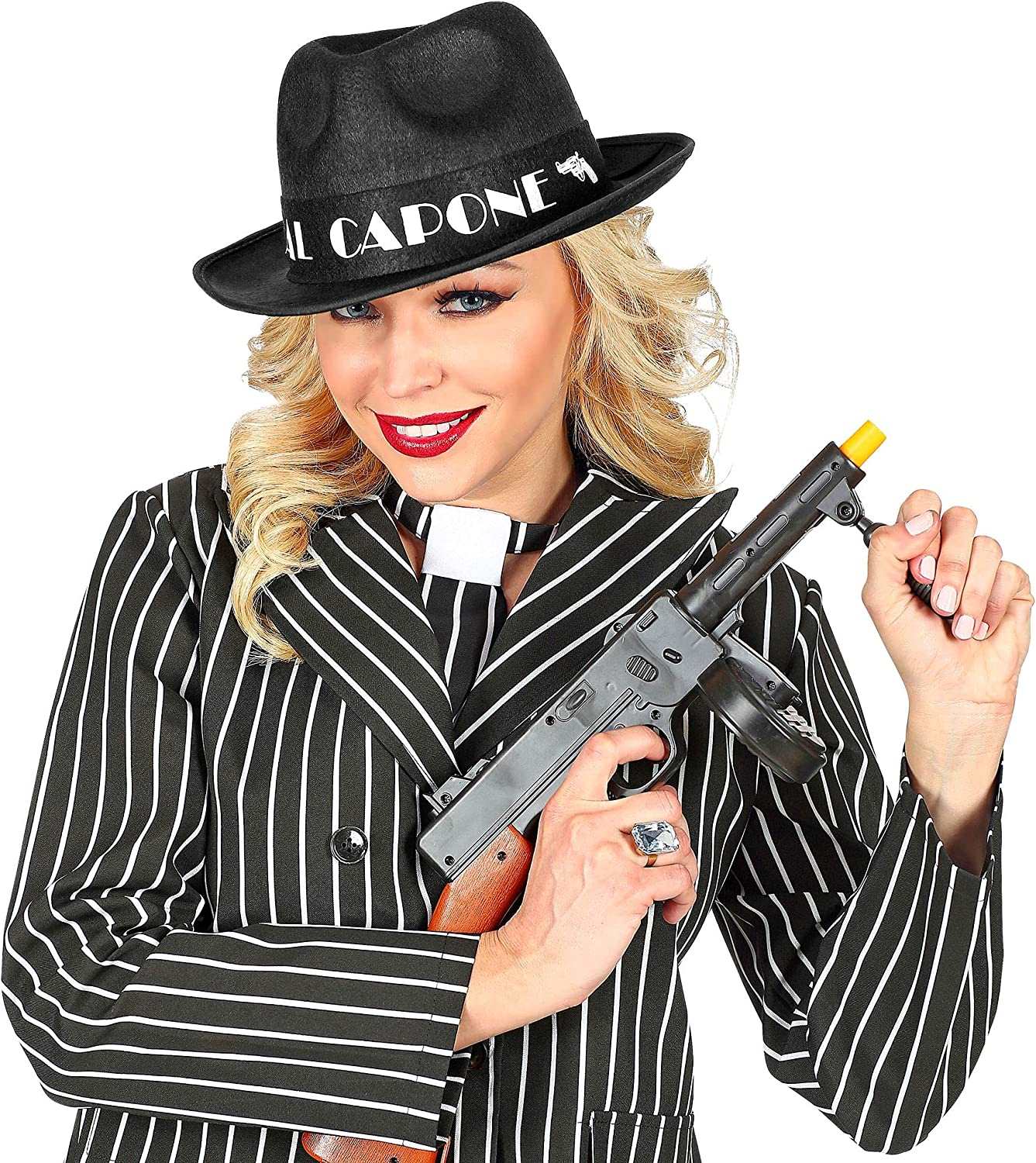 Al Capone Hat, Flock - Black (Adult)