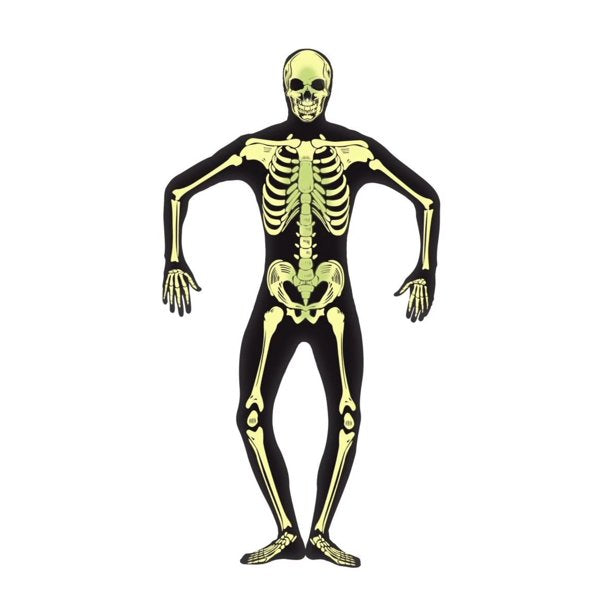 2nd Skin Glow in the Dark Skeleton Costume - (Adult)