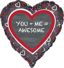 "You + Me" Valentine Heart Helium Foil Balloon - 18"