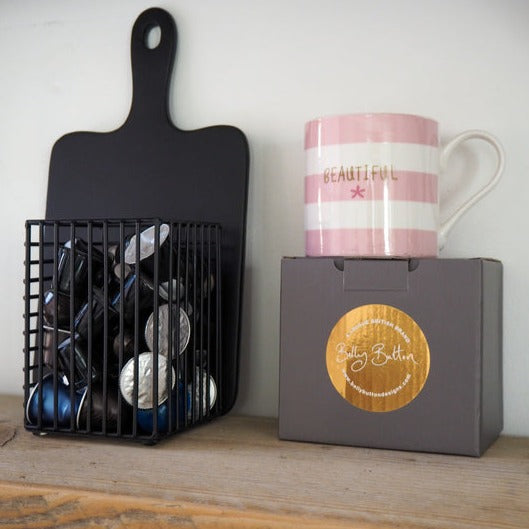 "BEAUTIFUL" Pink Stripe Mug