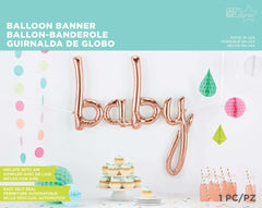 "baby" Rose Gold Script Foil Banner Balloon - 46"