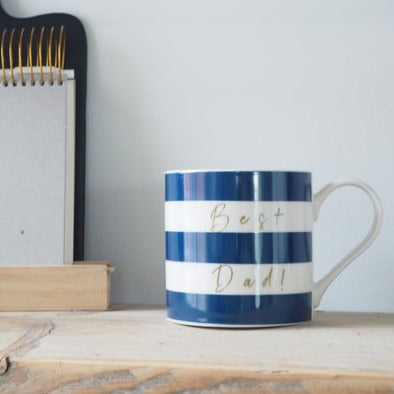 "Best Dad" Navy Stripe Mug