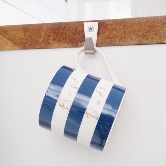 "Best Dad" Navy Stripe Mug