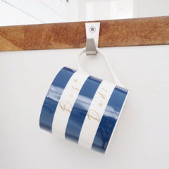 "Best Dad" Navy Stripe Mug