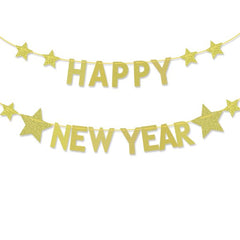 "HAPPY NEW YEAR" Gold/Silver Glitter Jointed Banner - 7ft.