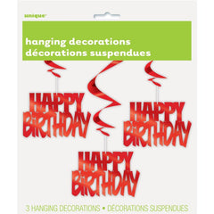 "Happy Birthday" Hanging Decoration - Red