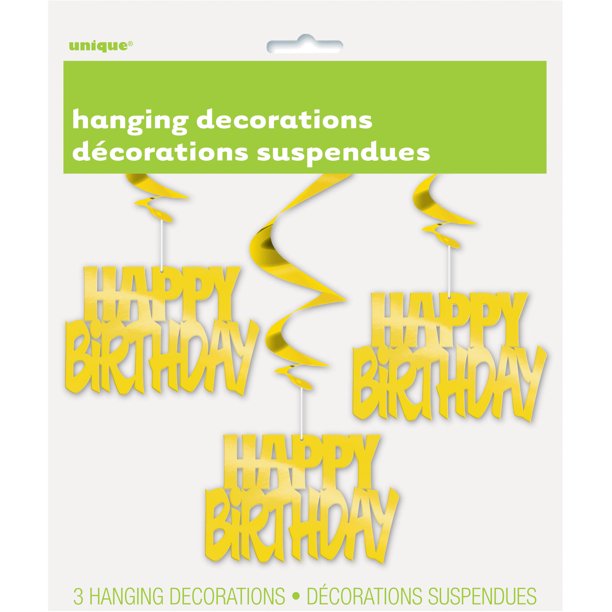 "Happy Birthday" Hanging Decoration - Gold