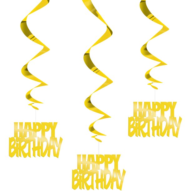 "Happy Birthday" Hanging Decoration - Gold