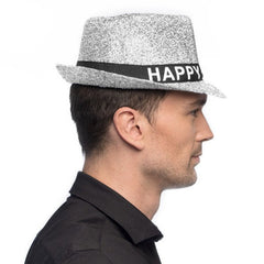 "Happy New Year" Sparkling Fedora Hat  - Assorted Colours