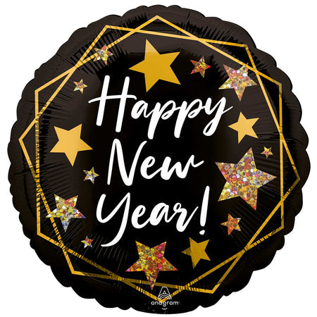 "Happy New Year" Gold Sparkle Foil Balloon -  18"