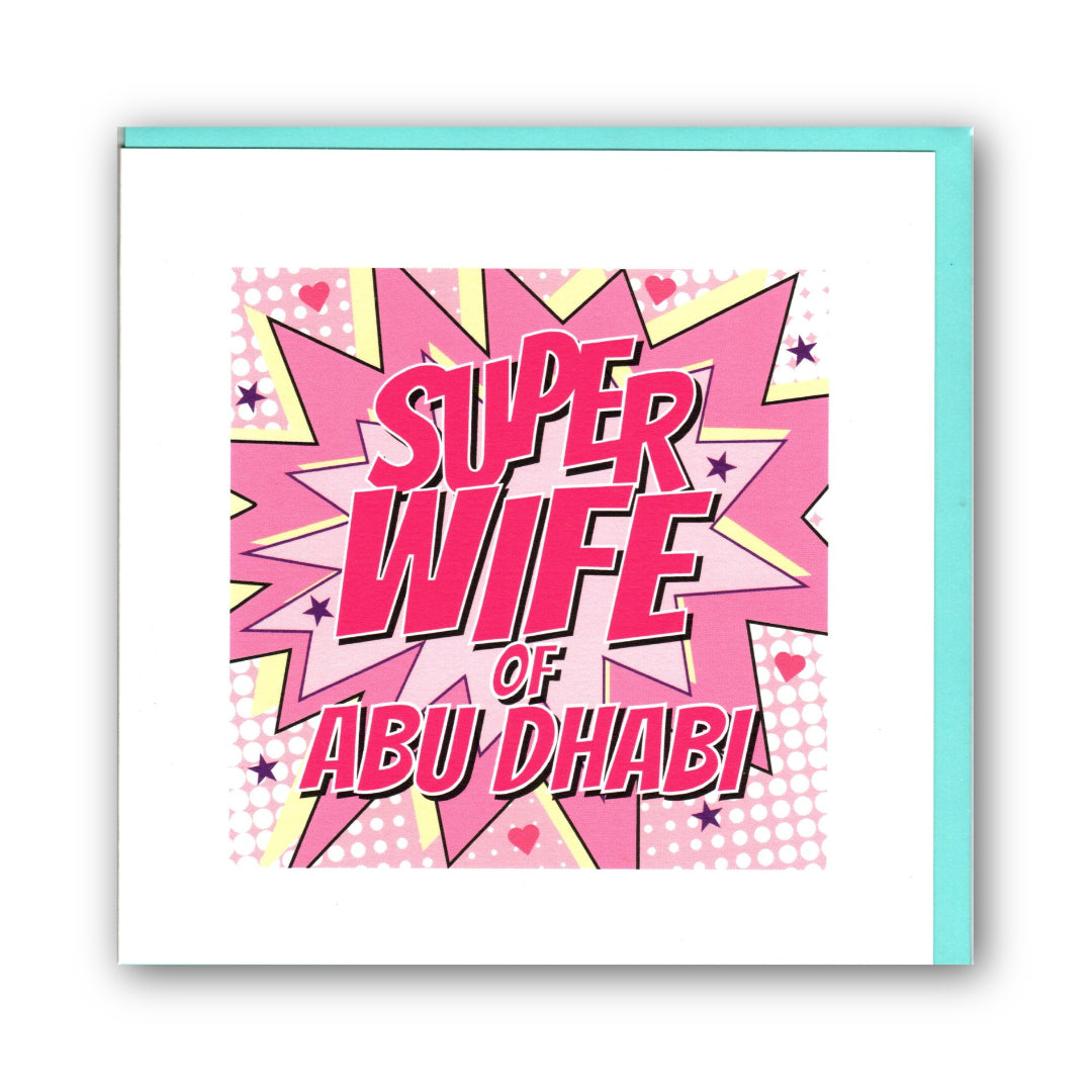 "Super Wife of Abu Dhabi" Comic Book Style Greeting - Card