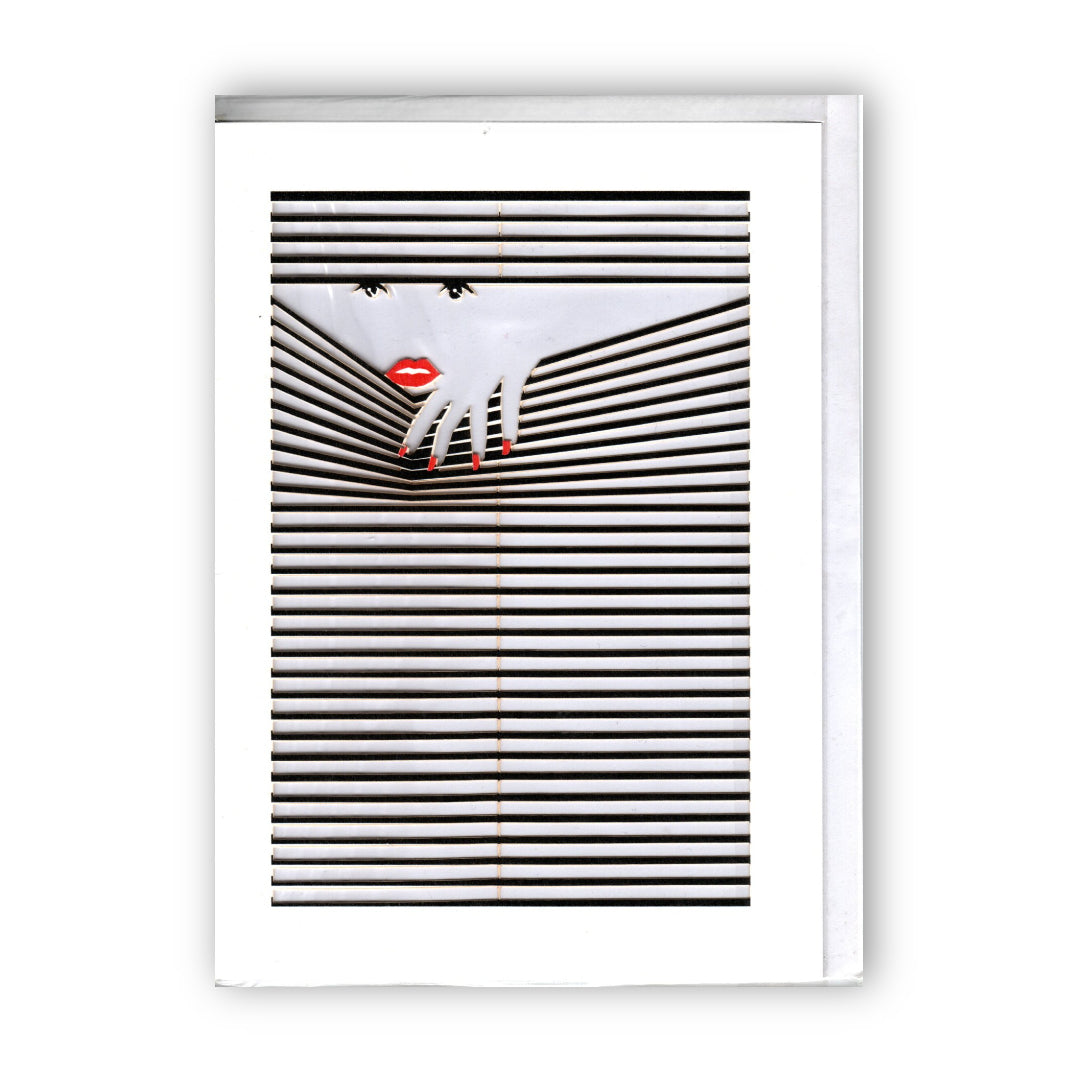 "Face Through Curtains" Fine Art Surrealist - Greeting Card