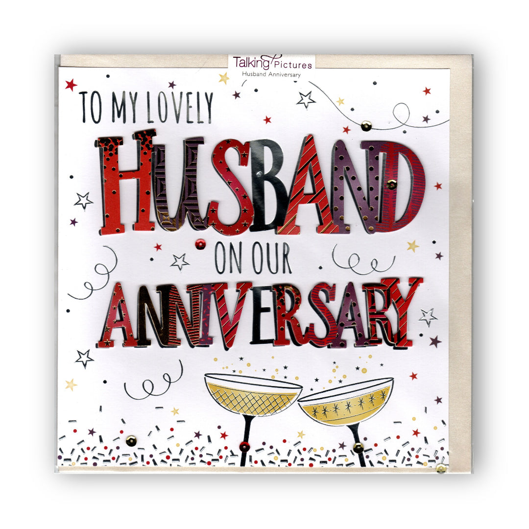 "To My Lovely Husband" Luxury Foil Floral Anniversary - Card