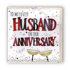 "To My Lovely Husband" Luxury Foil Floral Anniversary - Card