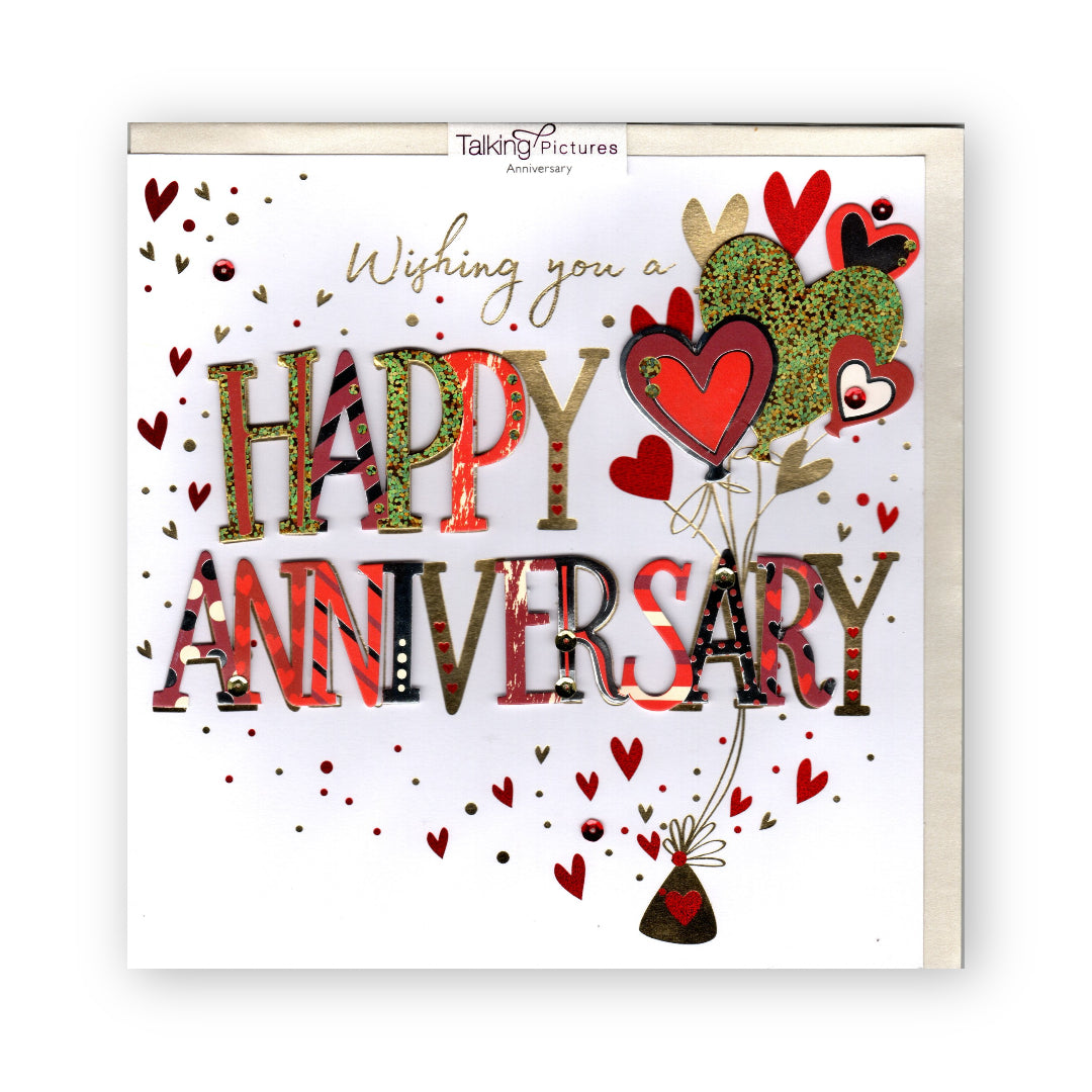 "Wishing You a Happy Anniversary" Luxury Gold Foil Floral - Card