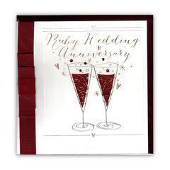 "Ruby Wedding Anniversary" with Grosgrain Ribbon – Card