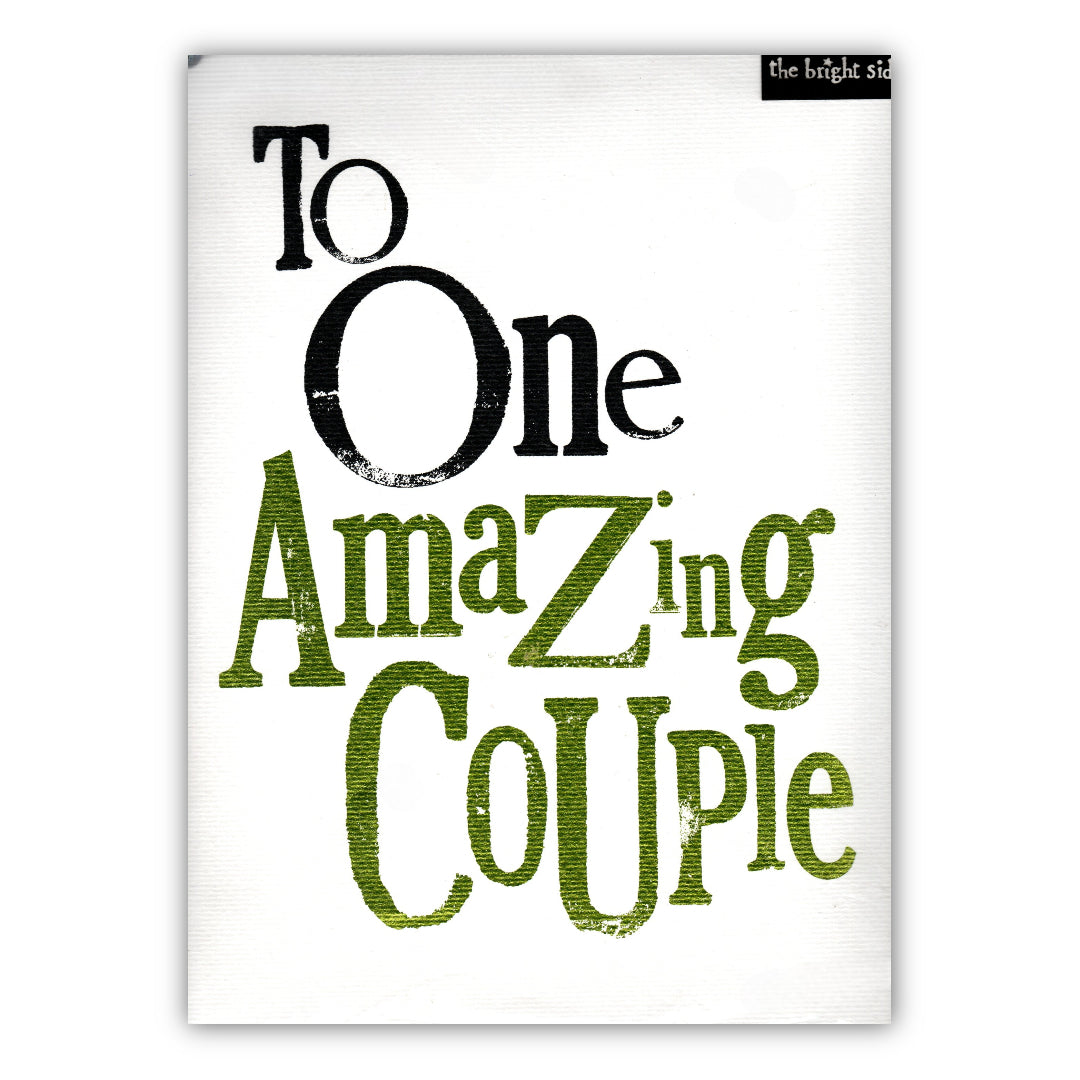 "To One Amazing Couple" Typographic Card – A4 Size