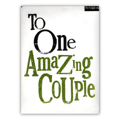 "To One Amazing Couple" Typographic Card – A4 Size