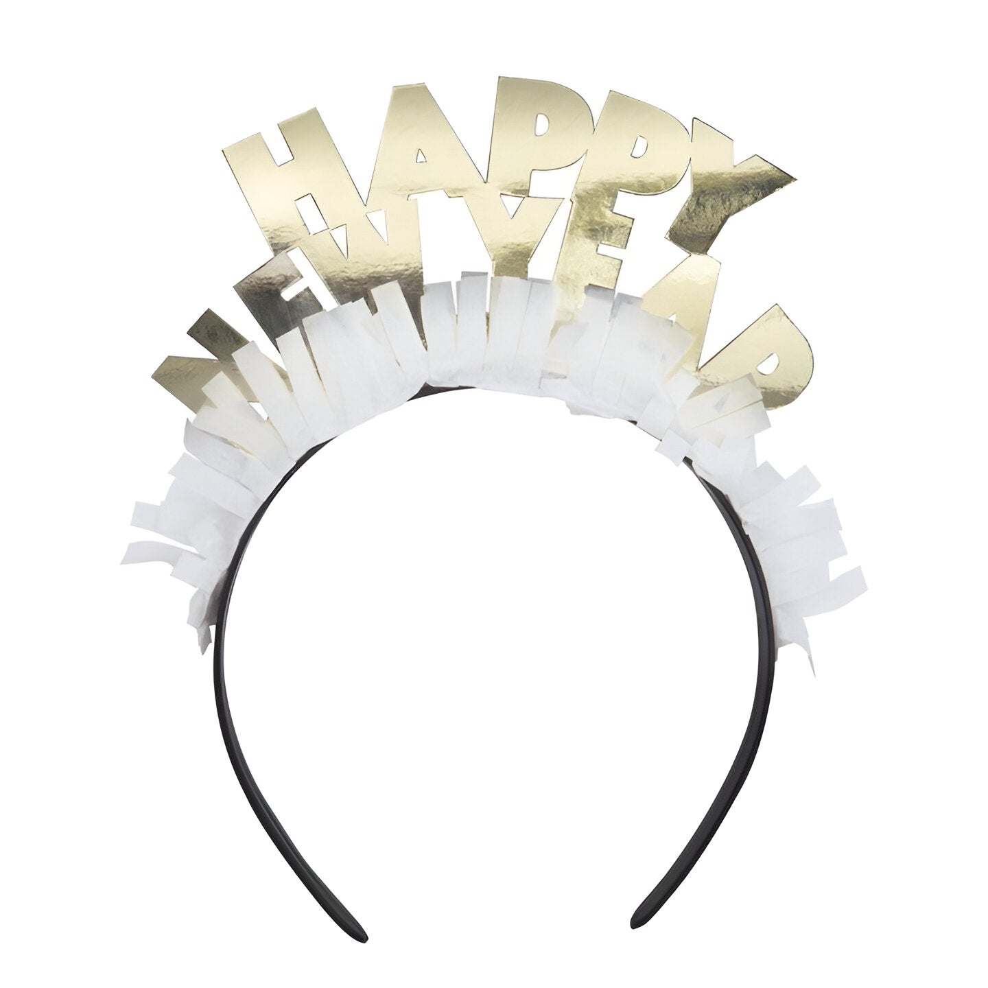 "Happy New Year" Headbands with fringe - Gold & Silver  (Pack of 4)
