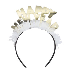 "Happy New Year" Headbands with fringe - Gold & Silver  (Pack of 4)
