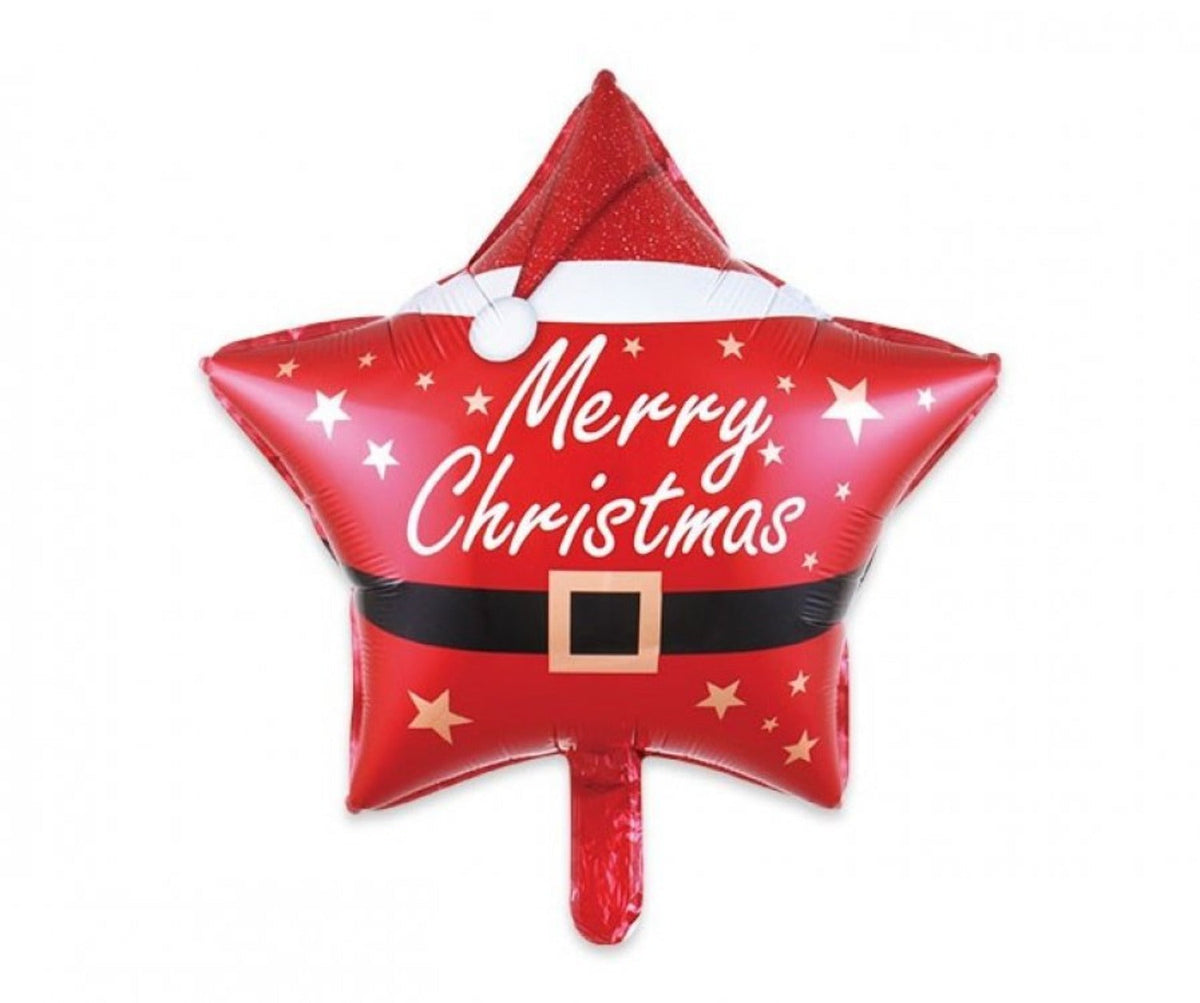 "Merry Christmas" Santa Star Foil Balloon - 18"