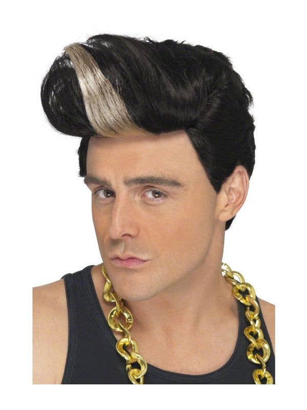 90s Rapper Wig  - Black with Blonde Highlight